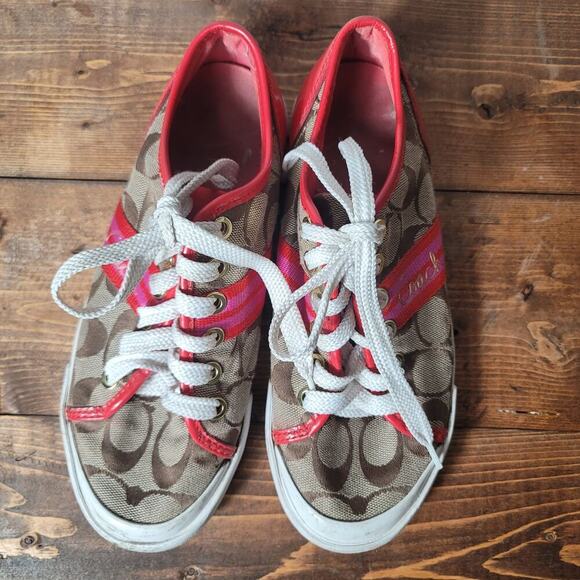 Coach Shoes - Coach Canvas Shoe Low Top Red and Brown Womens Size 5.5